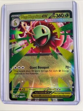 Pokemon Mega Meganium EX Holo Card - Green, Pink